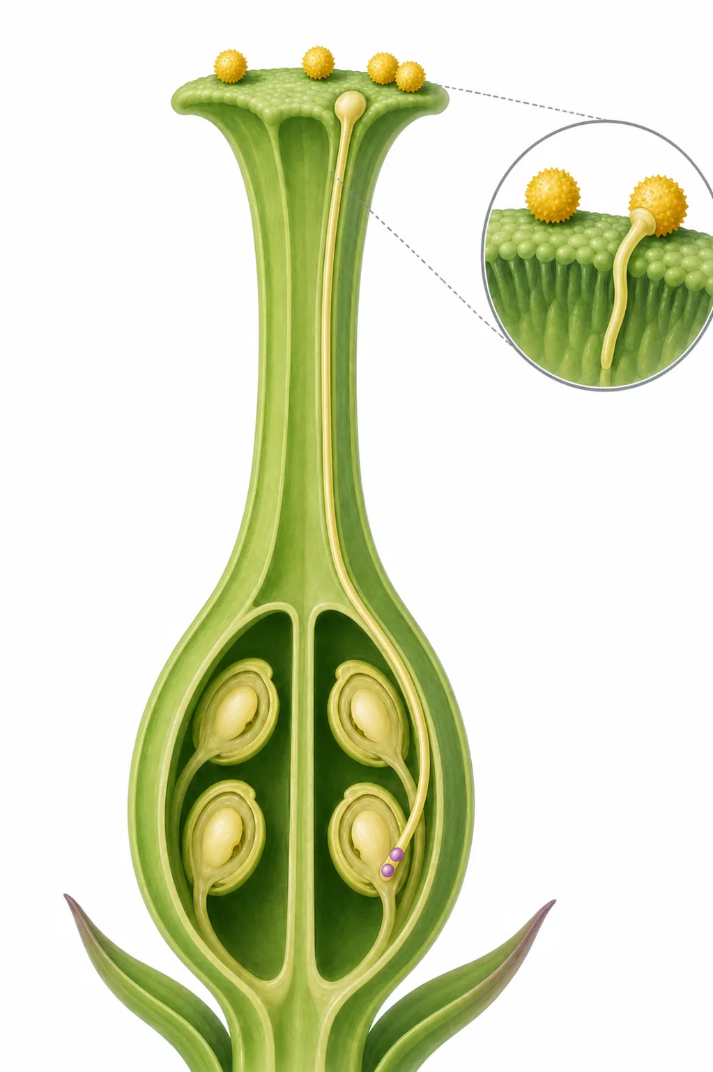 花粉到柱頭後會發生什麼事？的文章示意圖