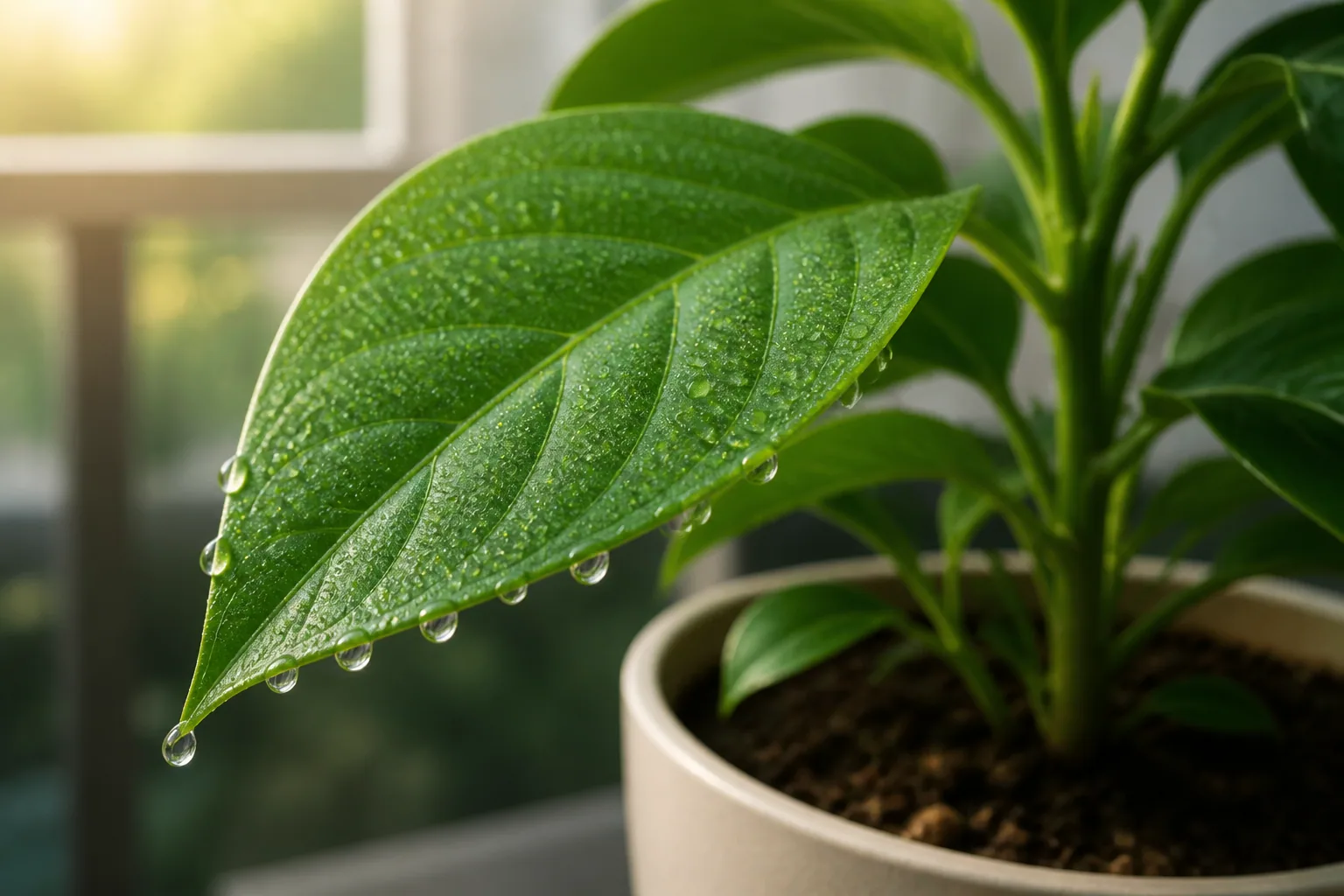 Teaching image for Why Are There Water Droplets on Plant Leaves?