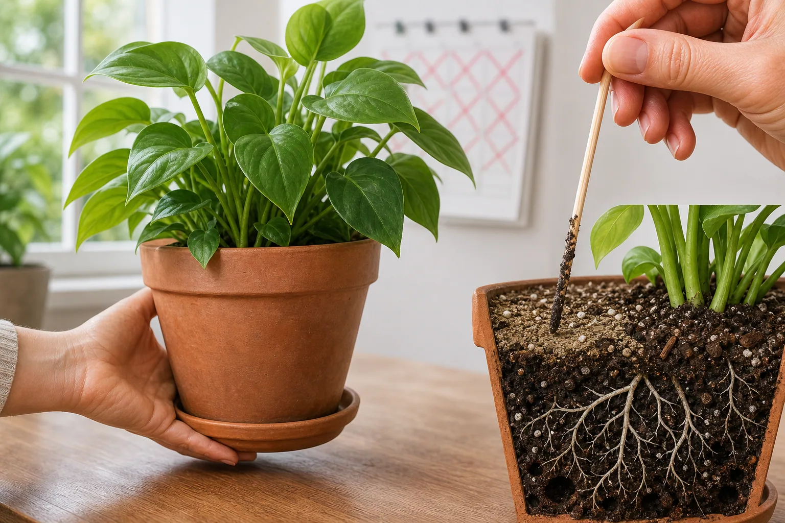 Teaching image for Why Check Potted Plants Before Watering on a Fixed Schedule?